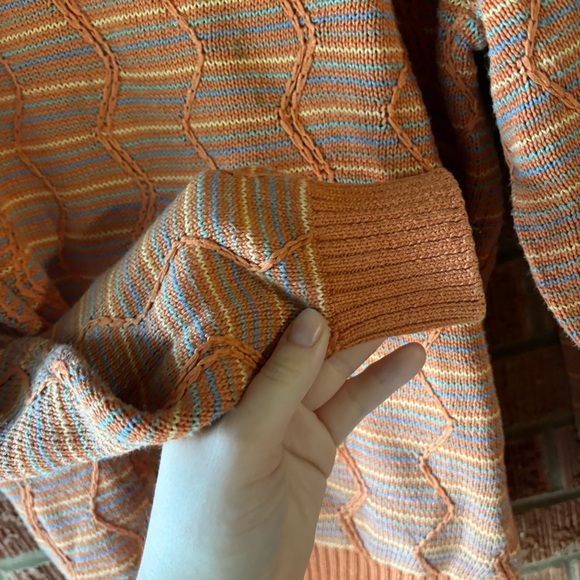 Talbots Men’s Knitted Orange Grandfather Cotton Crewneck Sweater Size Medium - Picture 4 of 7